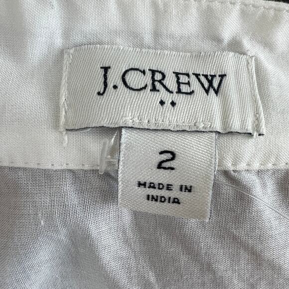 J.Crew White Tunic Top Cotton Scalloped Eyelet Funnel Neck High Low Hem Size 2 - Picture 10 of 14